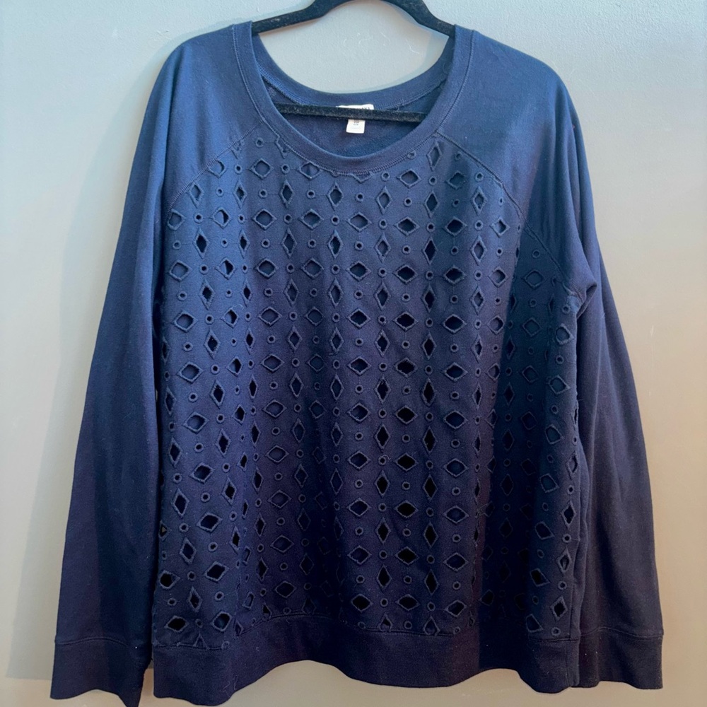 Old Navy XXL Laser Cut Dark Blue Sweatshirt